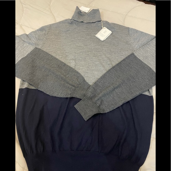 Brunello Cucinelli Men's Wool Cashmere Turtleneck Sz 54 - Picture 5 of 8